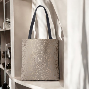Stilvolles neutrales Maiblumenmuster mit Monogramm Tasche