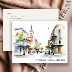 Stilvolles New Orleans Louisiana Aquarell Reise Postkarte