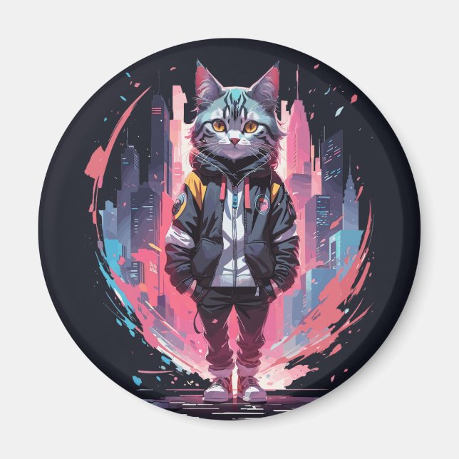 Stilvolles Niedliches Cat Design Magnet (Vorne)