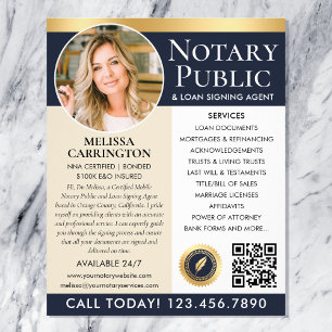 Stilvolles Notary Public Services Foto Blue Gold Flyer