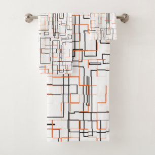 Stilvolles Orange Black Pattern Badhandtuch Set