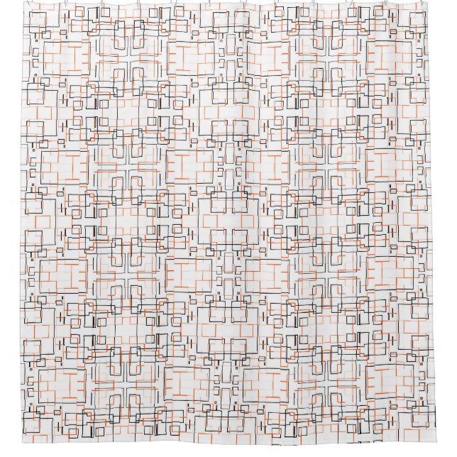 Stilvolles Orange Black Pattern Duschvorhang (Vorderseite)