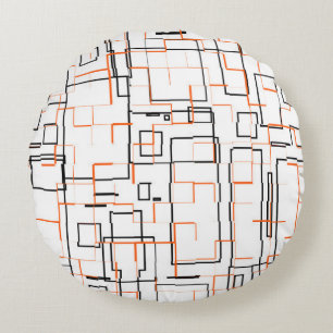 Stilvolles Orange Black Pattern Rundes Kissen