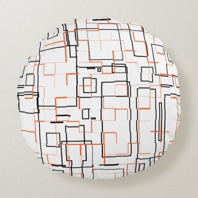 Stilvolles Orange Black Pattern Rundes Kissen (Vorderseite)