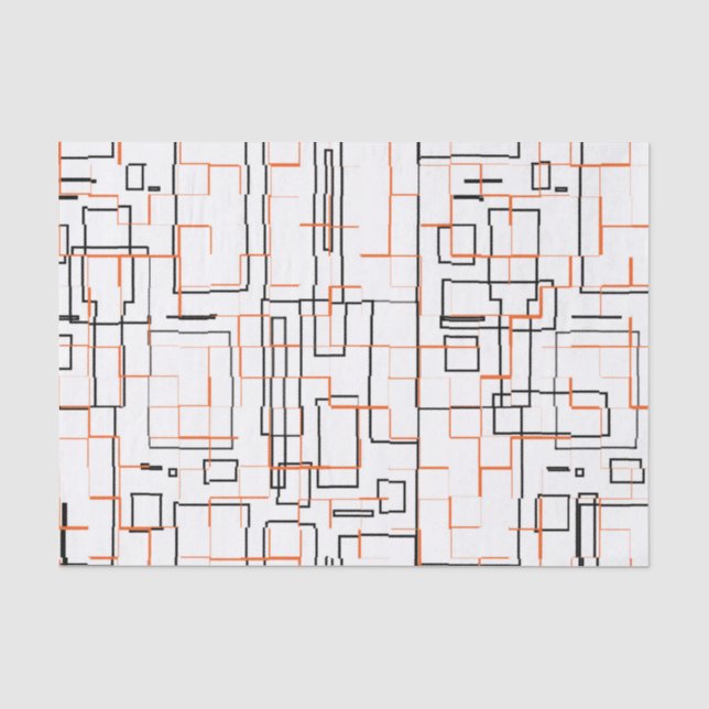 Stilvolles Orange Black Pattern Seidenpapier (Vorderseite)