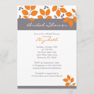 Stilvolles orange Blatt-Fall-Brautparty laden ein Einladung