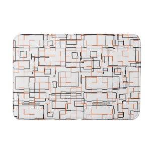 Stilvolles Orange Schwarzes Muster Badematte