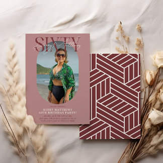 Stilvolles Oval Foto & Unterschrift 60. Geburtstag Einladung