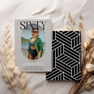 Stilvolles Oval Foto & Unterschrift 60. Geburtstag Einladung