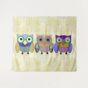 Stilvolles Owl Trio Wandteppich
