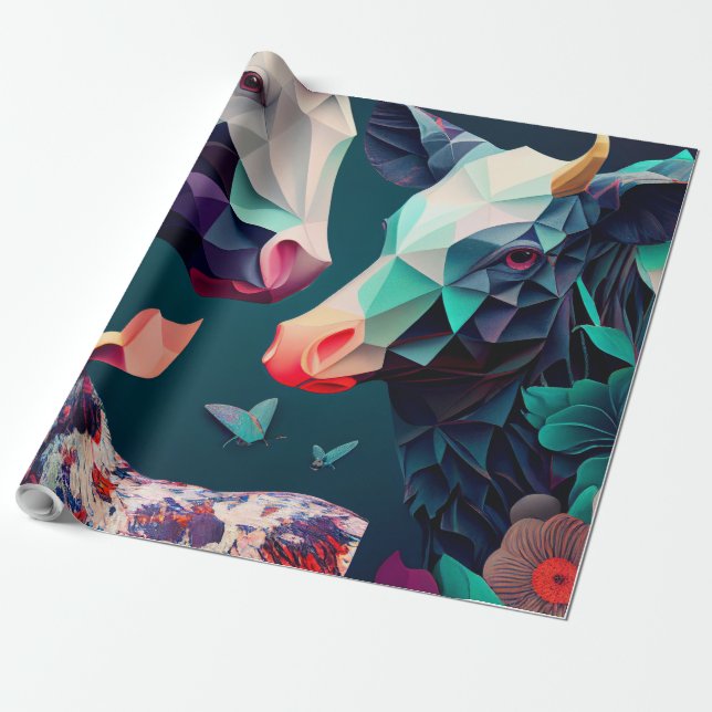 Stilvolles Papier für Tierdrucke Geschenkpapier (Ungerollt)