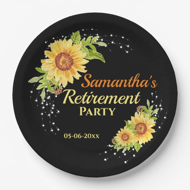 Stilvolles Party für die Ruhestätte Blumenblume Pappteller (Vorderseite)