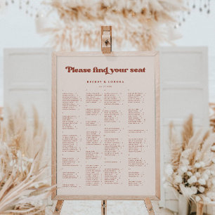 Stilvolles Pfirsich-Rosa alphabetisches Sitzplan-D Poster