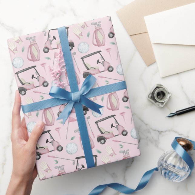 Stilvolles pink Feminine Golf Design Geschenkpapier (Schenken)