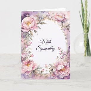 Stilvolles Pink Peony Watercolor Beileid Karte