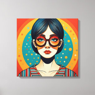 Stilvolles Portrait einer Frau mit großer Runde Leinwanddruck