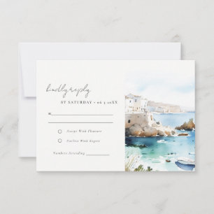 Stilvolles Puglia Italien Aquarell-Landschaft Hoch RSVP Karte