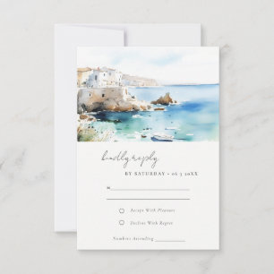 Stilvolles Puglia Italien Aquarell Landschaft Hoch RSVP Karte