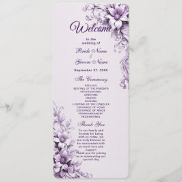 Stilvolles Purple Flowers-Hochzeitsprogramm Programm