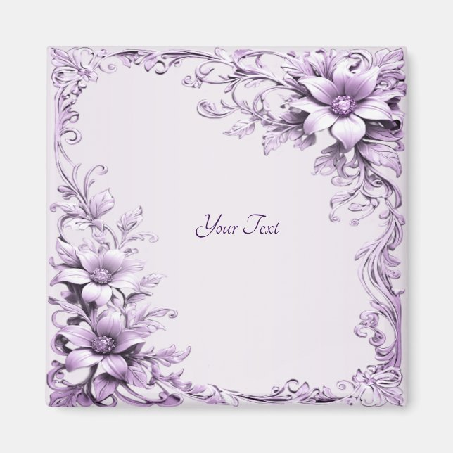 Stilvolles Purple Flowers Magnet (Vorne)