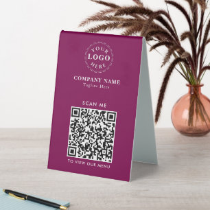 Stilvolles QR-Code-Wein-Tisch-Menü für Restaurants Tischaufsteller