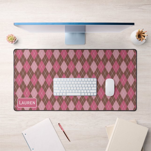 Stilvolles Raute-Muster - Rosa & Braun Individuell Schreibtischunterlage (Büro 1)