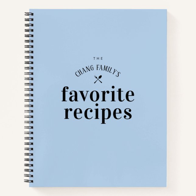 Stilvolles Retro Blue Personalisiert Blank Recipe  Notizbuch (Vorderseite)