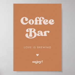Stilvolles Retro-Braun-Zucker Hochzeit Coffee-Bar- Poster