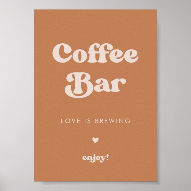 Stilvolles Retro-Braun-Zucker Hochzeit Coffee-Bar- Poster (Vorne)