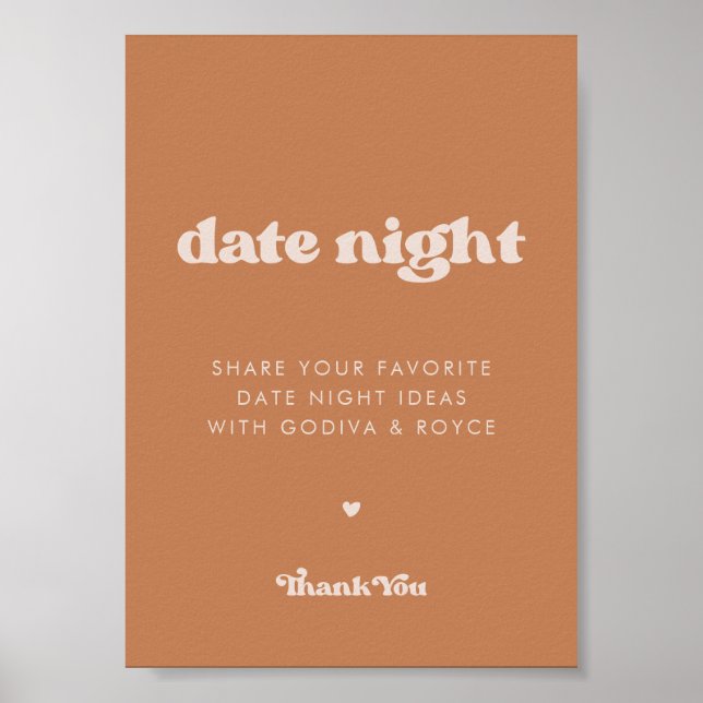 Stilvolles Retro Brawn Zucker Datum Ideen Nacht Ze Poster (Vorne)