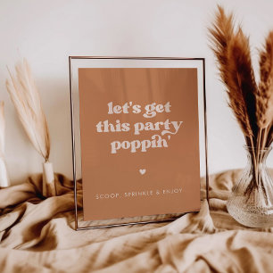 Stilvolles Retro Brown Lass uns dieses Party-Poppi Poster