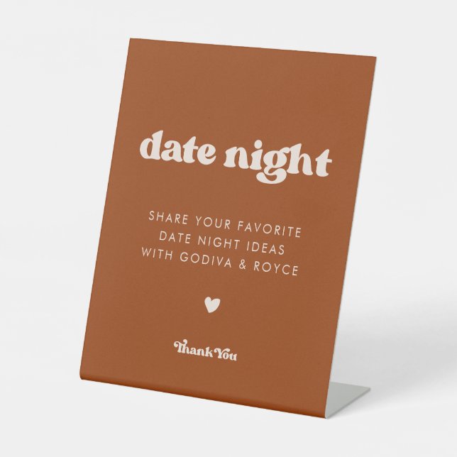 Stilvolles Retro Burnt Orange Date Night Ideas Sockelschild (Vorderseite)