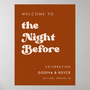 Stilvolles Retro Burnt Orange Night vor dem Empfan Poster