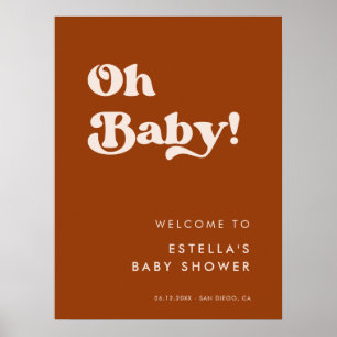 Stilvolles Retro Burnt Orange Oh Baby Poster