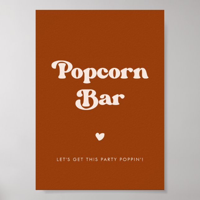 Stilvolles Retro Burnt Orange Popcorn Bar Poster (Vorne)