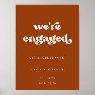 Stilvolles Retro Burnt Orange Wir sind verlobt Poster