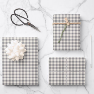 Stilvolles Retro Gingham Kariertes Muster Geschenkpapier Set