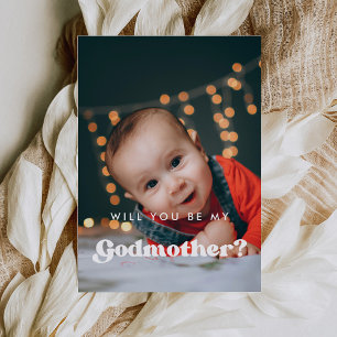 Stilvolles Retro Godmutt Vorschlag Fotokarte Einladung