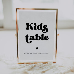 Stilvolles Retro Kids Table signe Hochzeit Poster