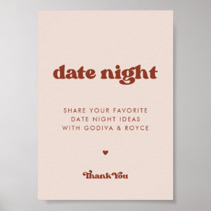 Stilvolles Retro Peach Pink Datum Ideen Nacht Zeic Poster