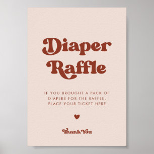 Stilvolles Retro Peach Pink Diaper Raffle Zeichen Poster