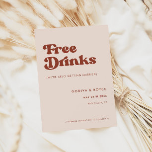 Stilvolles Retro Peach Pink Freie Getränke Save The Date