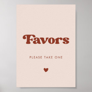Stilvolles Retro Peach Pink Gastgeschenke Hochzeit Poster