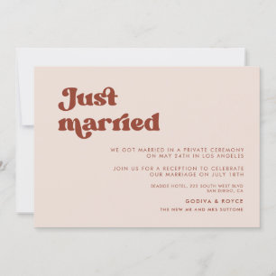 Stilvolles Retro Peach Pink Nur verheiratet Karte