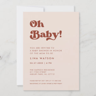 Stilvolles Retro Peach Pink Oh Baby Einladung