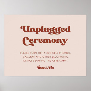 Stilvolles Retro Peach Pink Unplugged Zeremonie Poster