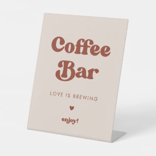 Stilvolles Retro Peach Pink Wedding Coffee Bar Sockelschild