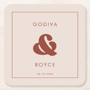 Stilvolles Retro Peach Pink Wedding Rechteckiger Pappuntersetzer