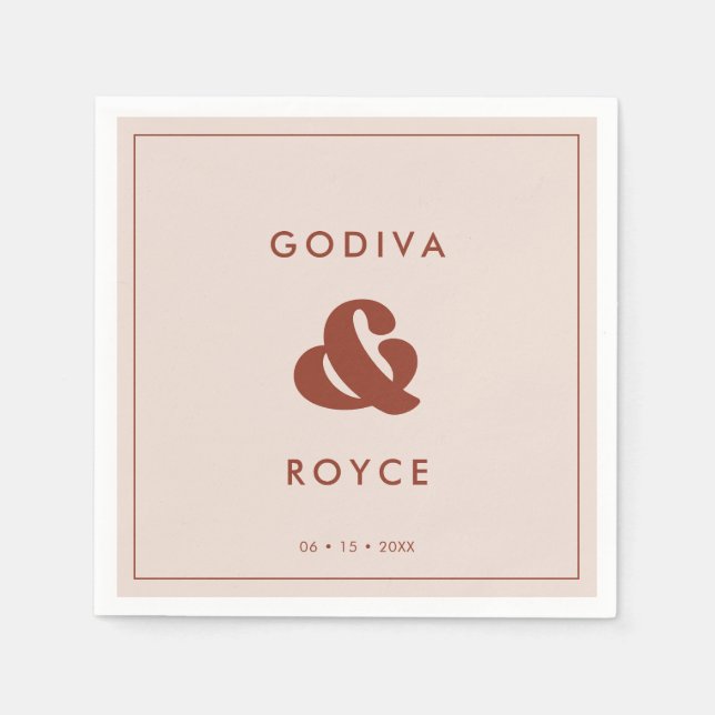 Stilvolles Retro Peach Pink Wedding Serviette (Vorderseite)