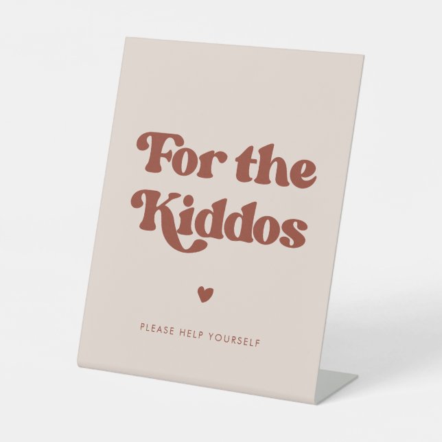 Stilvolles Retro Pfirsichfarben Für die Kinder Sockelschild (Vorderseite)